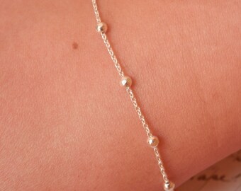 ★送料込【MARIDA】Satellite アンクレット K14 シルバー 2色 ♪ Sterling Silver Bracelet Chain Satellite - Etsy