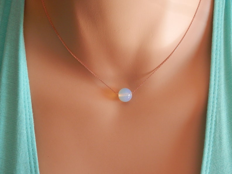 Bridesmaid gift Dainty gold necklace Dainty opalite Necklace moonstone necklace gold dainty opalite choker moonstone choker opalite jewelry image 4