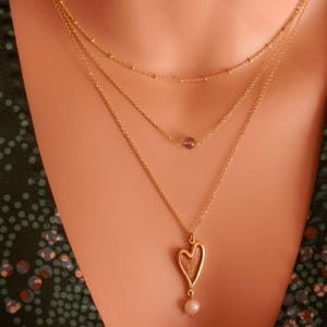 sierlijke labradoriet ketting setof 3(HEART)-1LEFT inches