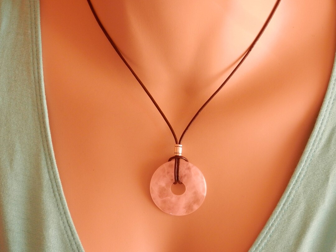 Rose Quartz Necklace Raw Rose Quartz Pendant Raw Rose Quartz Crystal