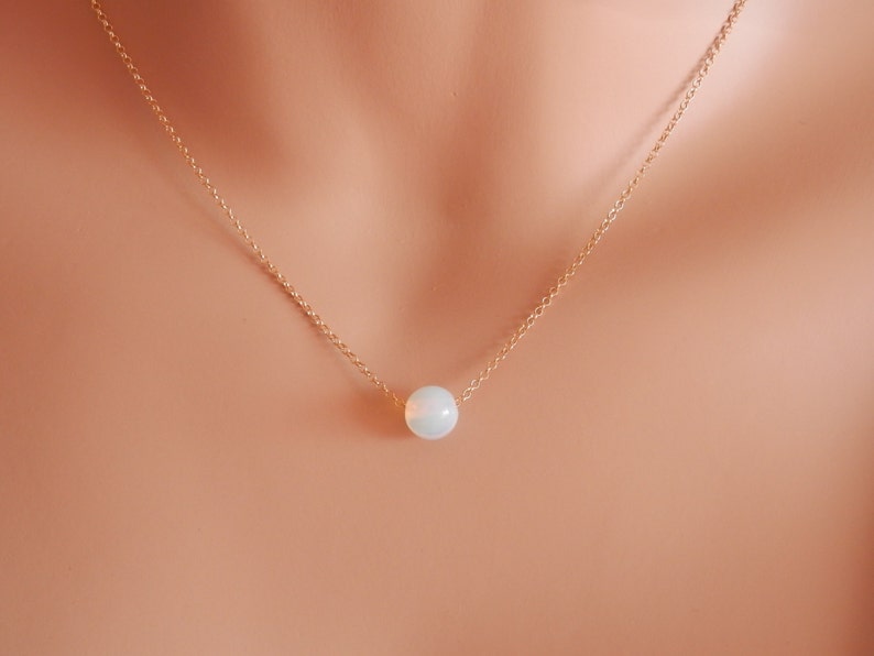 Bridesmaid gift Dainty gold necklace Dainty opalite Necklace moonstone necklace gold dainty opalite choker moonstone choker opalite jewelry image 3