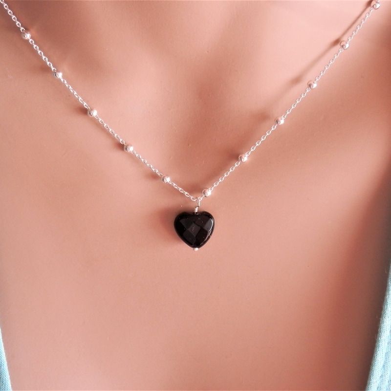 18K Black Heart Necklace