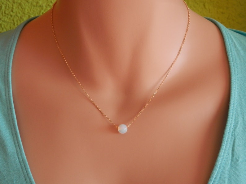 Bridesmaid gift Dainty gold necklace Dainty opalite Necklace moonstone necklace gold dainty opalite choker moonstone choker opalite jewelry image 1