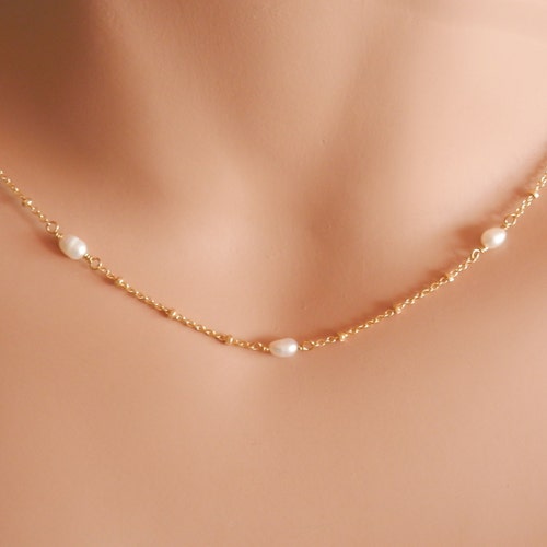 Gold Pearl Choker Necklace - Etsy