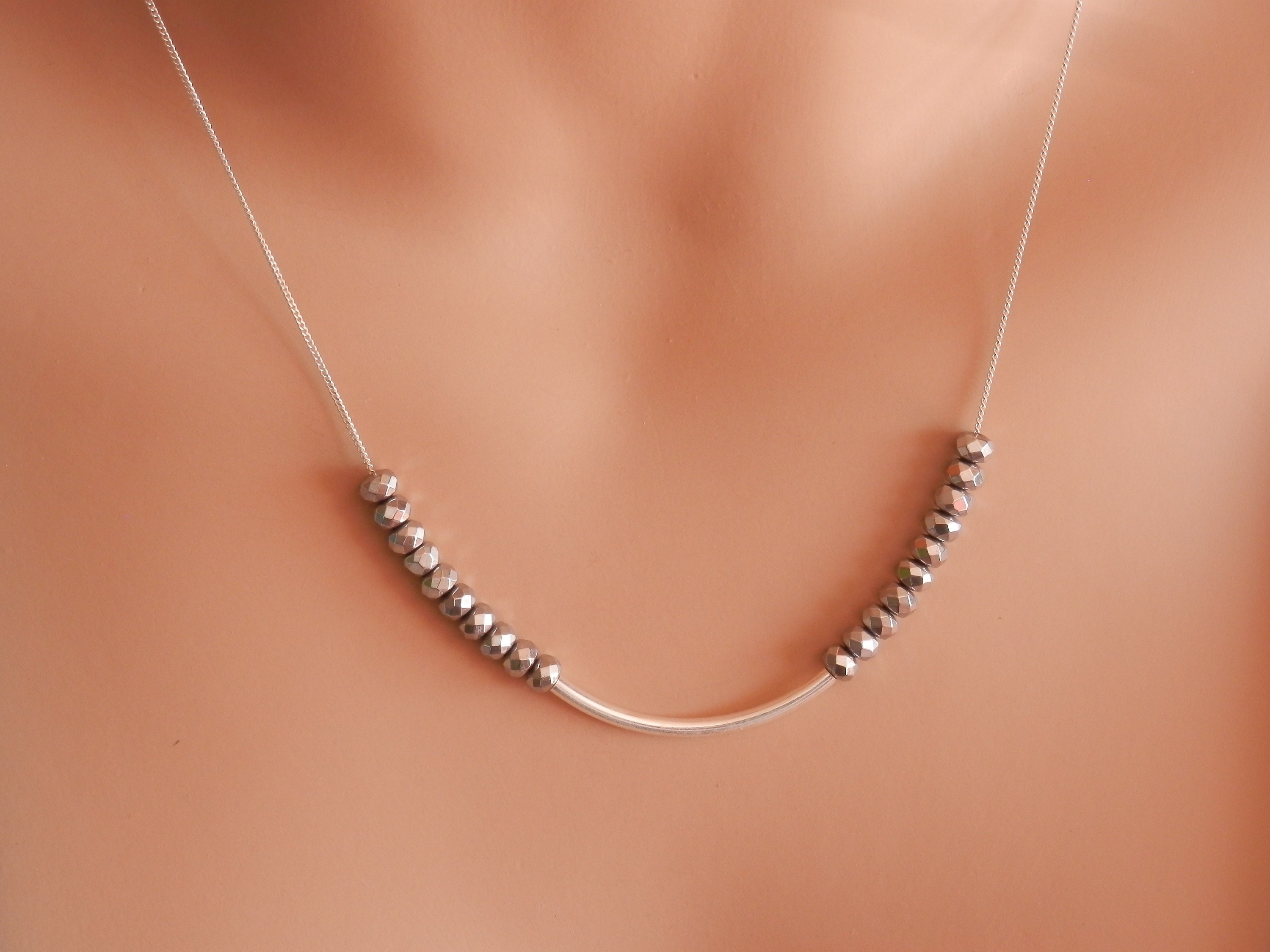 Gold Necklace Tube Necklace Gold Minimalist Necklace Gold Bar Etsy