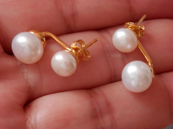Two sided shop pearl earrings