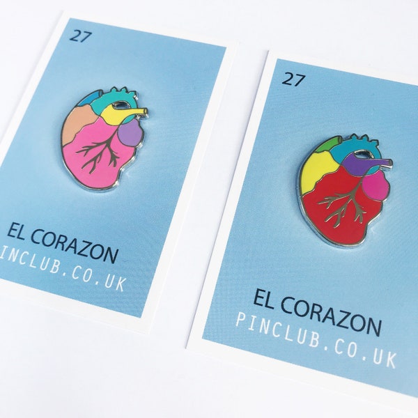 Anatomical Heart Enamel Pin - Mexican Corazon Heart!