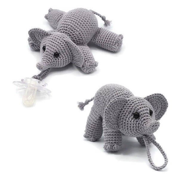 CROCHET PATTERN pacifier buddy elephant