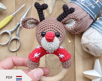 CROCHET PATTERN rattle Reindeer Rudolph