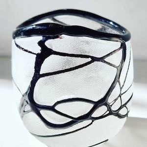 Carlo Moretti Venini Murano Swirl Glass Vase Bowl Lötz midcentury modern regency italy design modernist carlo molino Sommerso Seguso