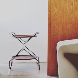 Paul Nagel Teak Barcart Silva Szwecja Duński nowoczesny wózek barowy do serwowania dań Dania Silva Nowoczesny, klasyczny design z połowy XX wieku