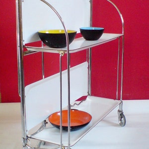 Folding tea trolley modernist bremshey Dinett gerlinol bar serving cart Mid-century modernist classic