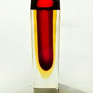 Flavio Poli Murano Block Glass Vase midcentury modern venini italy design modernist carlo molino Sommerso Seguso