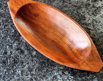 XXL Canoe Teak Bowl Denmark Carl Auböck style Mahogany Modernist 60's Knoll Era