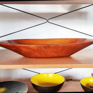 XXL Canoe Teak Bowl Denmark Carl Auböck style Mahogany Modernist 60&#39;s Knoll Era