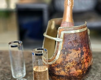 Champagne Cooler Aldo Tura style copper brass midcentury modern hollywood regency italy design modernist lucite tortois shell carlo molino