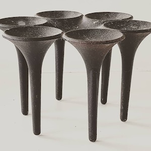 Brutalist Denmark Christer & Christel Holmgren hornblower Candleholder Candlestick Illums bolighus cast iron danish modern Aubock Era
