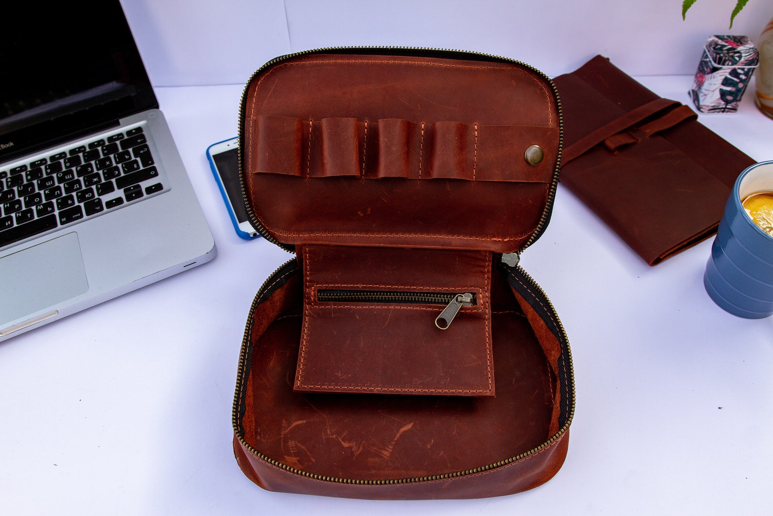 Exinoz Genuine Leather Tech Organizer Kit. Best Personalized Etsy