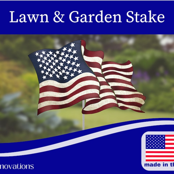 Metal Waving Flag Lawn and Garden Stake