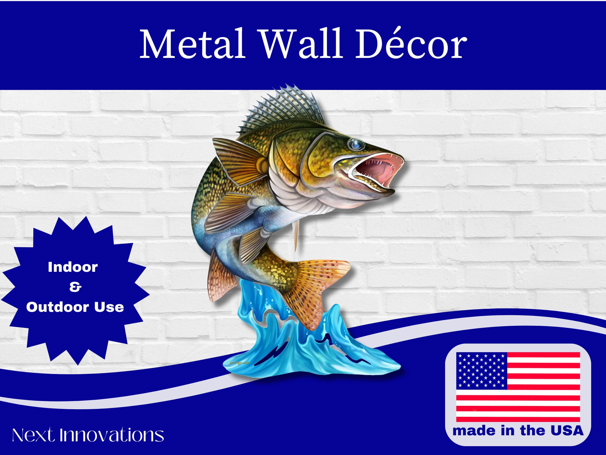 Best Walleye Fish Welcome Metal Sign for Riverside Lodge Metal Wall Art