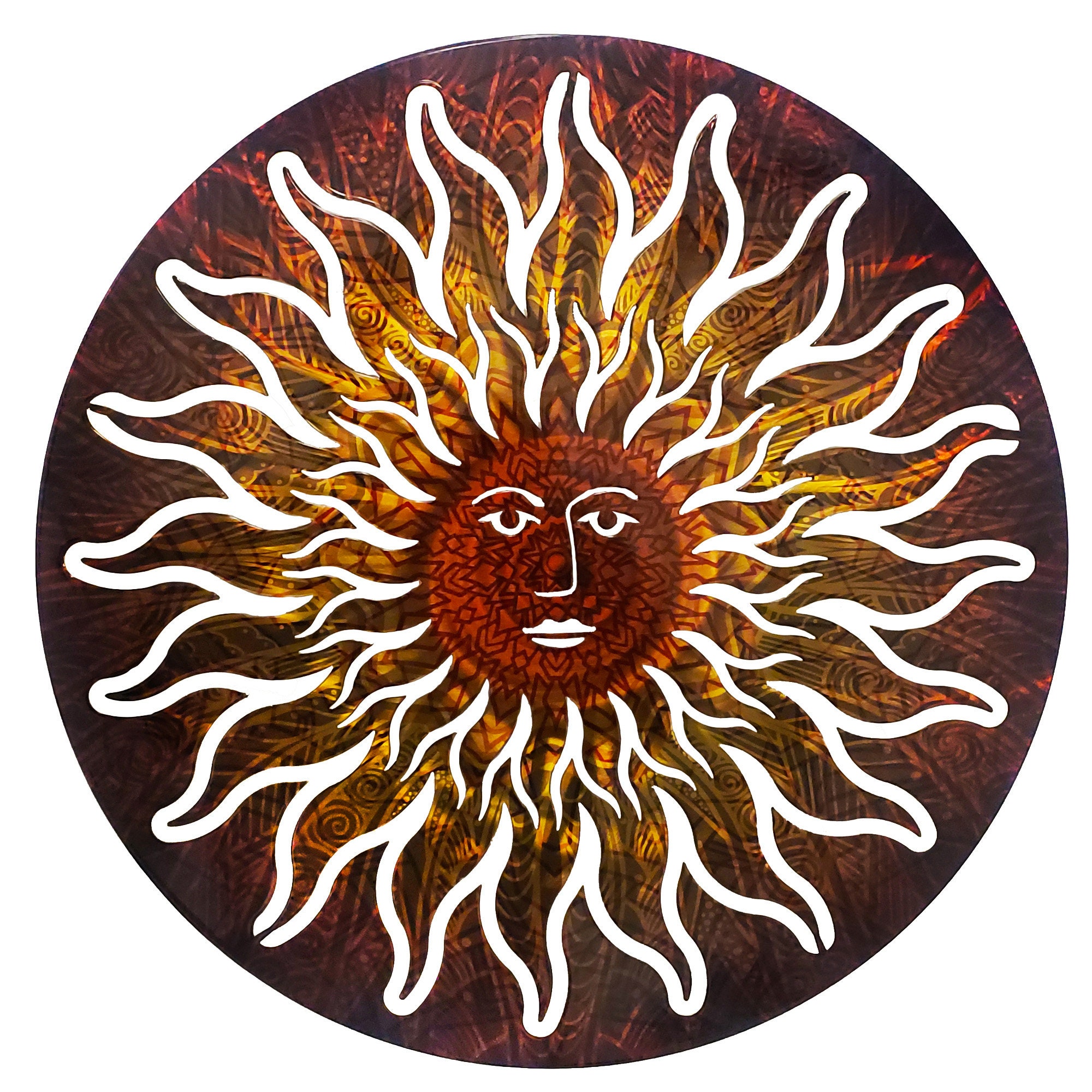 Metal Wall Art Sun Face Metal Grind Pattern's Etsy