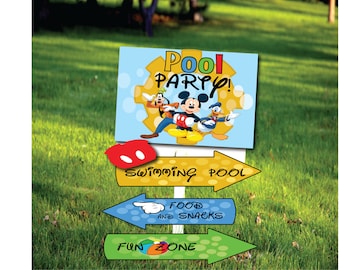 Mickey Mouse Birthday,Party Signs , First Birthday, Pool Party