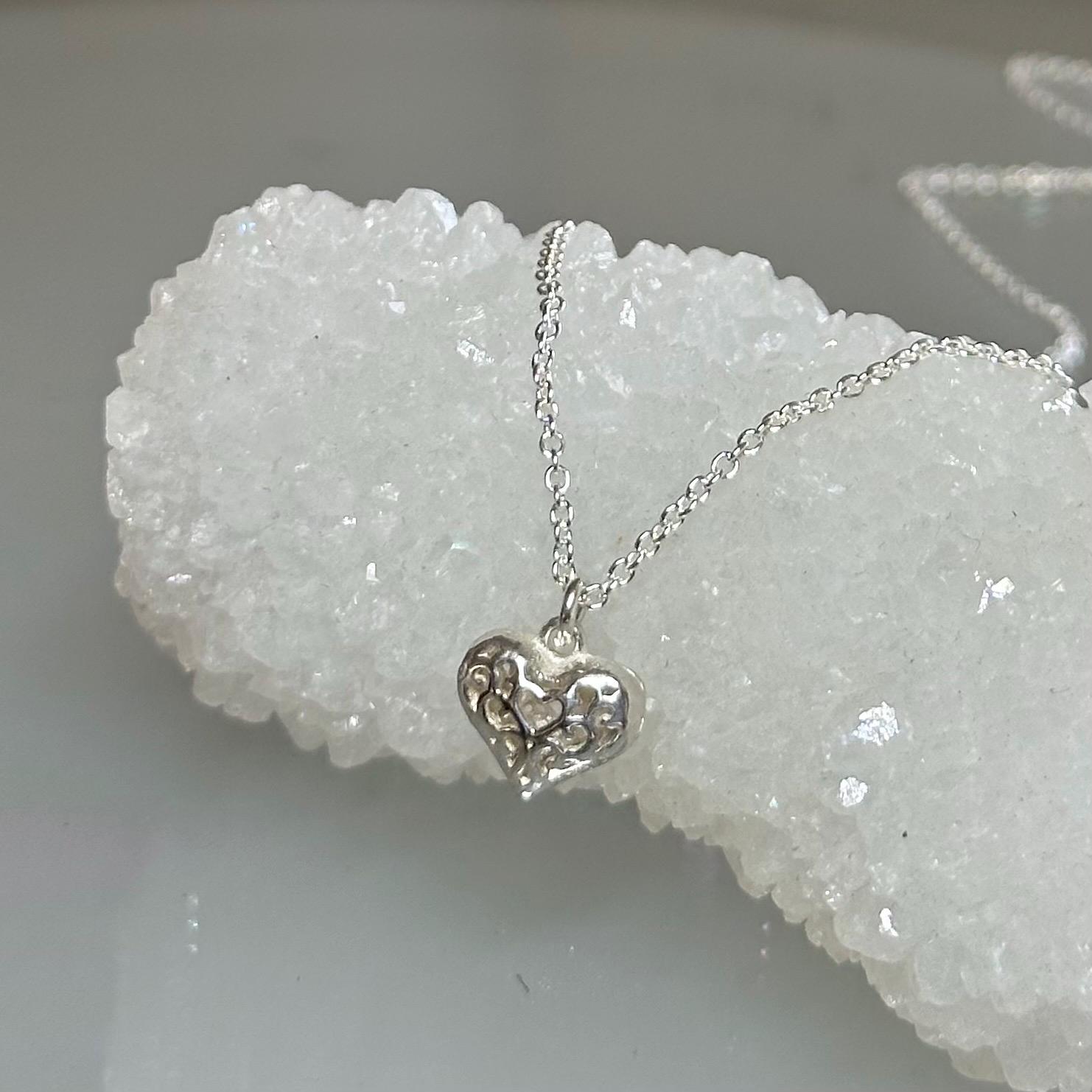 Sterling Silver Heart Necklace, Dainty Filigree Heart