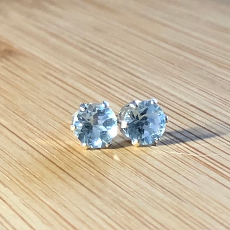 Genuine Aquamarine Stud Earrings Natural Aquamarine Posts 5 Etsy Canada
