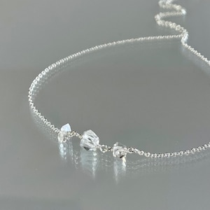 Minimalist herkimer diamond choker, genuine herkimer necklace, free form raw crystal jewelry, raw gemstone, Herkimer crystal necklace, April