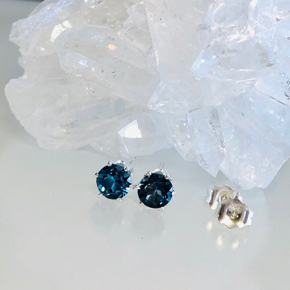 Dark blue on sale topaz earrings