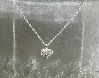 Sterling Silver Heart Necklace, Dainty Filigree Heart