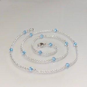 Dainty sky blue topaz choker, December birthstone, something blue gemstone necklace, 925 silver beaded necklace, minimalist layering choker