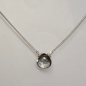 Black rutilated quartz necklace, crystal quartz jewelry, rutile quartz pendant, natural rutilated quartz, genuine crystal necklace gift