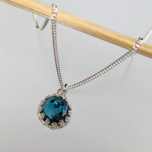 Teal moss kyanite necklace, natural moss kyanite, framed gemstone pendant, genuine imperial kyanite, blue green kyanite pendant, blue stone