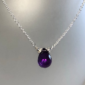 Genuine amethyst necklace, Mothers Day necklace, African amethyst pendant, dark amethyst choker, purple amethyst, purple gemstone solitaire