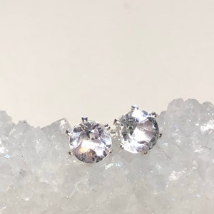 White topaz stud earrings, natural gemstone studs, genuine 5 mm AAA white topaz, April birthstone, bridal post, minimalist, dainty, everyday