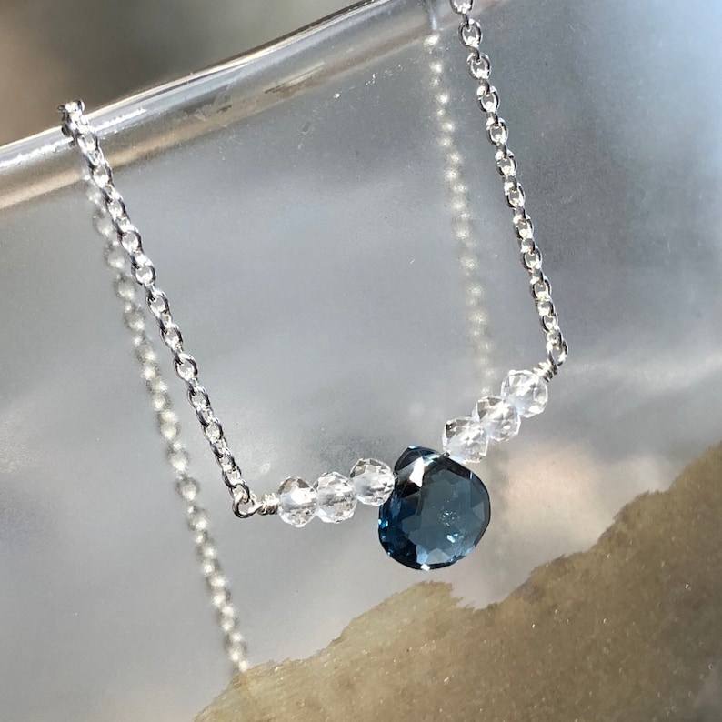 dainty gemstone jewelry mixed gemstone gift for her multi topaz choker December birthstone necklace Genuine london blue topaz necklace