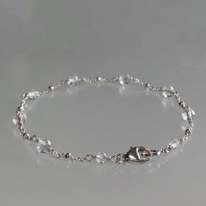 Delicate white topaz bracelet, clear gemstone bracelet, genuine white topaz, women bracelet, sterling silver, dainty bridal bracelet, gift