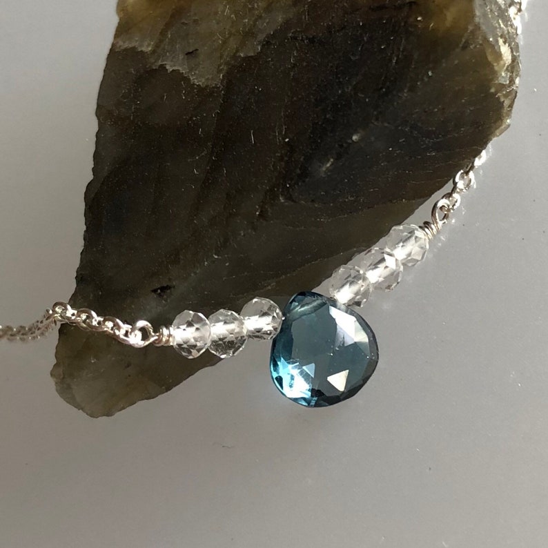 dainty gemstone jewelry mixed gemstone gift for her multi topaz choker December birthstone necklace Genuine london blue topaz necklace