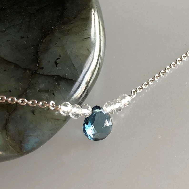 dainty gemstone jewelry mixed gemstone gift for her multi topaz choker December birthstone necklace Genuine london blue topaz necklace