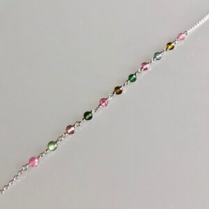 Watermelon tourmaline necklace, October birthstone, rainbow ombre gemstones, women beaded necklace, delicate tourmaline jewelry zdjęcie 6