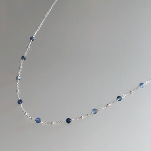 Genuine Blue Sapphire Choker, Tiny Blue Gemstone Necklace, Dainty ...