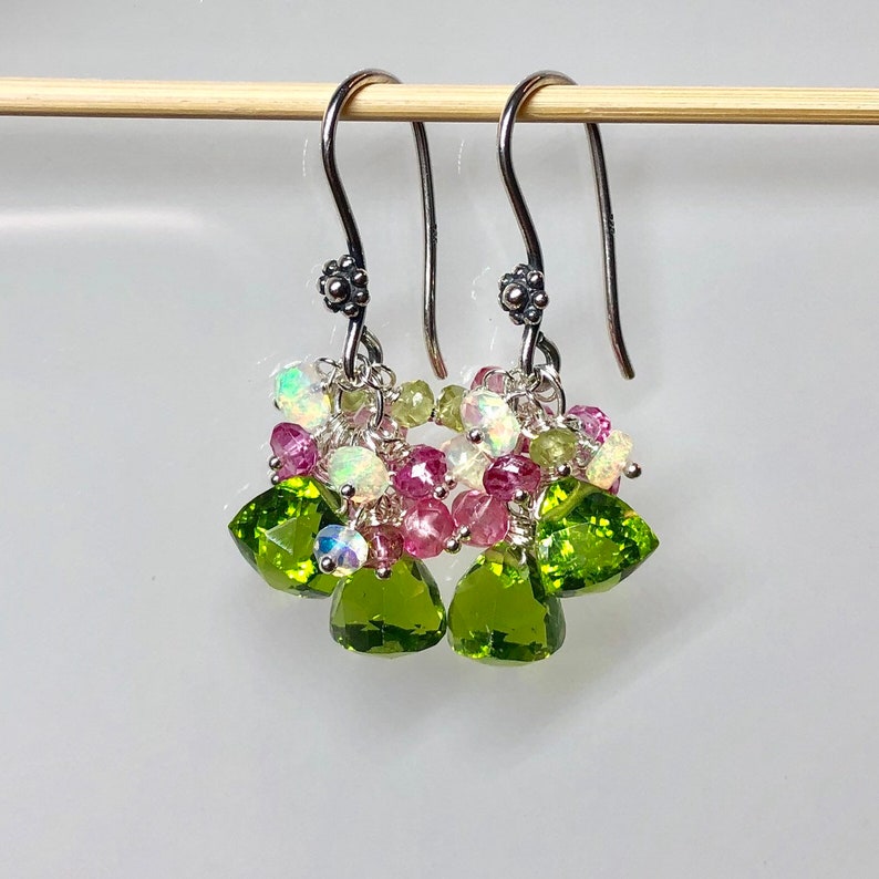 Green Gemstone Earrings Parrot Green Jewelry Natural Opal | Etsy