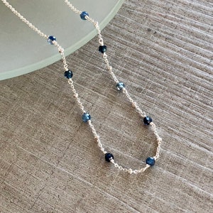 Genuine Blue Sapphire Choker Tiny Blue Gemstone Necklace - Etsy