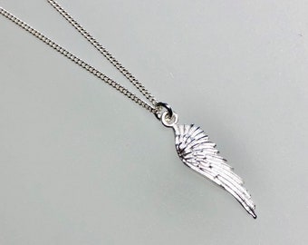 Angel wing necklace silver, Wing Jewelry for her, Sympathy Gift, Infant Loss necklace, Miscarriage, guardian angel, remembrance, protection