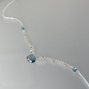 Dainty London blue topaz necklace, December birthstone jewelry, genuine blue topaz choker, blue gemstone necklace, 925 silver topaz choker