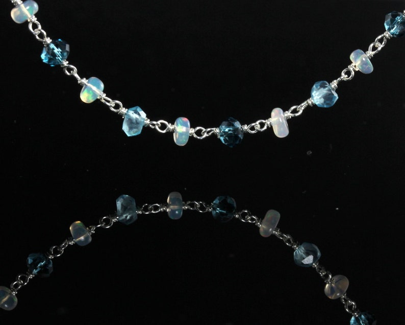 topaz blue gemstone jewelry opal natural gemstones Genuine gemstone necklace silver multi gemstones dainty stone slim beaded choker