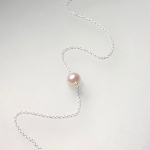 Freshwater pearl necklace, single pearl necklace, dainty white pearl choker, pearl solitaire, minimalist, everyday simple tiny pearl jewelry