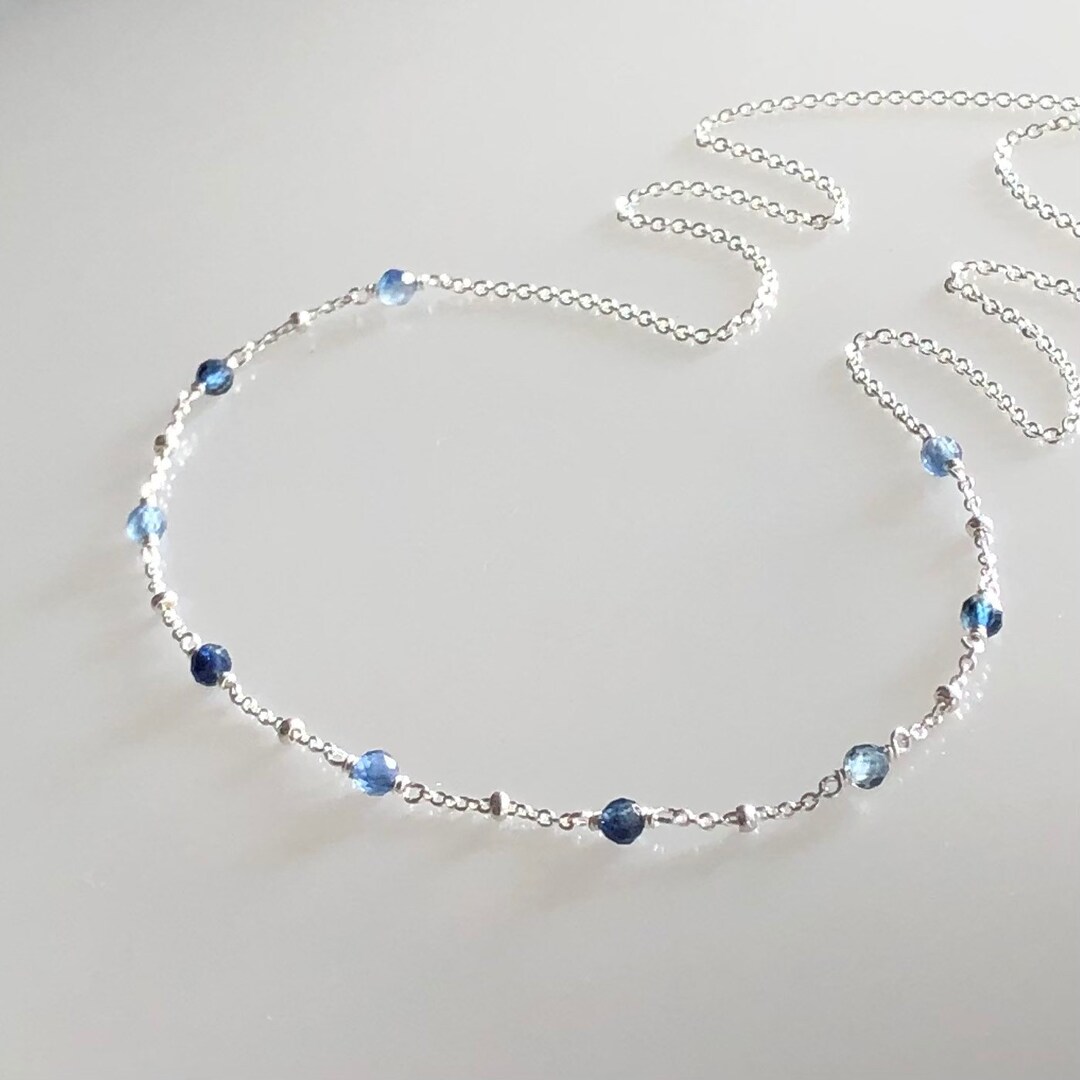 Genuine Blue Sapphire Choker Tiny Blue Gemstone Necklace - Etsy