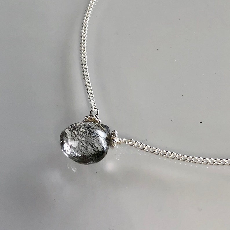 Black Rutilated Quartz Necklace Crystal Quartz Jewelry Etsy